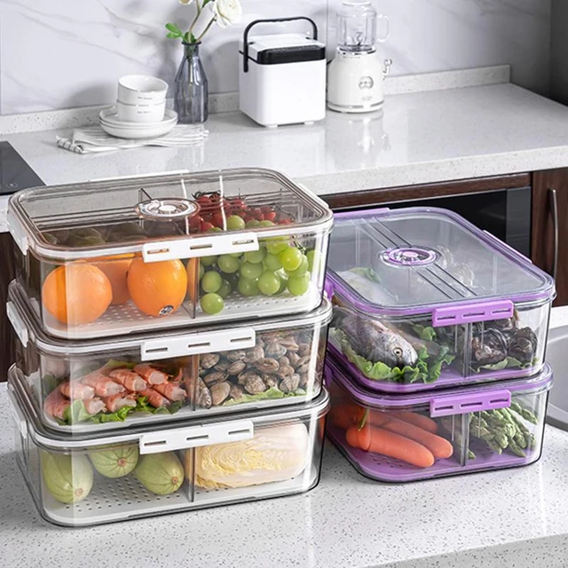 Refrigerator Storage Box Fridge Organizer Fresh Vegetable Fruit Boxes Drain  Basket Storage Containers Pantry Kitchen Organizer - AliExpress