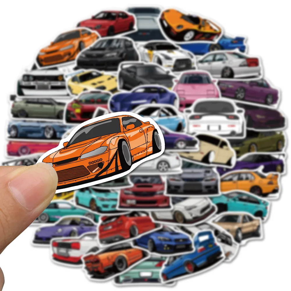 50/100 stücke coole Sport Rennwagen Aufkleber für Stoßstange Fahrrad Helm Gepäck Snowboard Vinyl Aufkleber Bombe JDM Styling – Detail 5