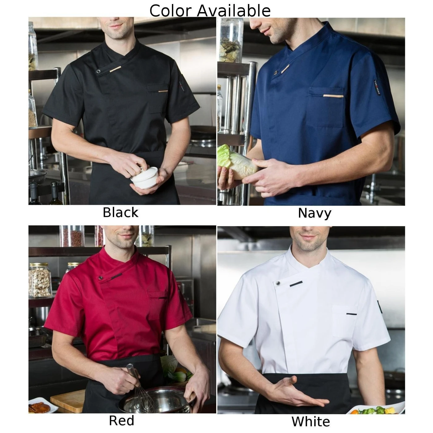 Uniforme de Chef Unisex para hombre y mujer, ropa de trabajo de cocina, Hotel, cafetería, camisa de manga corta, chaqueta de Chef de doble botonadura, Tops