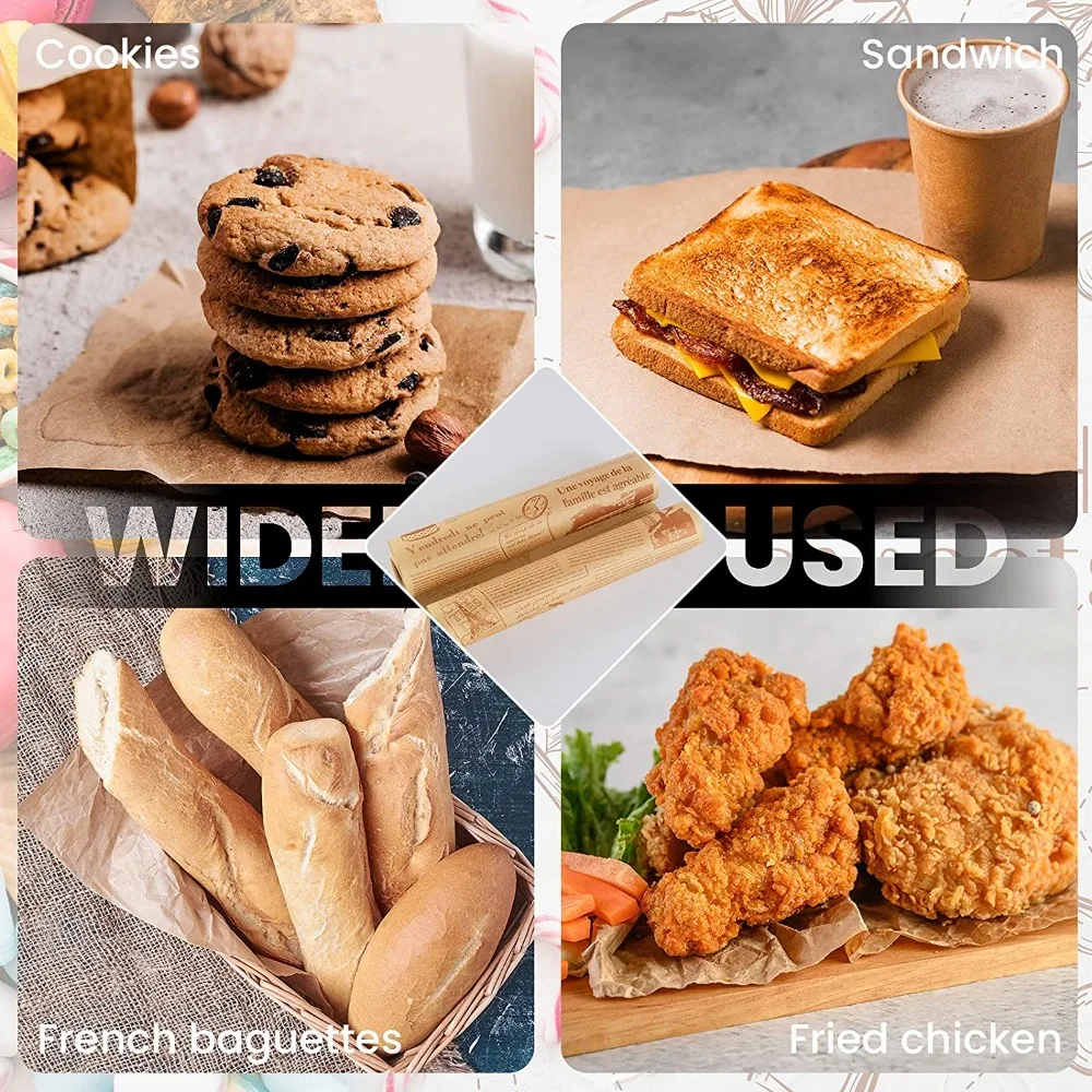 100 pcs Oil-Proof Paper For Wrapping Sandwich Packaging Burger Bread Fried Food Fryer Air Baking Paper Plate Mat Accessories