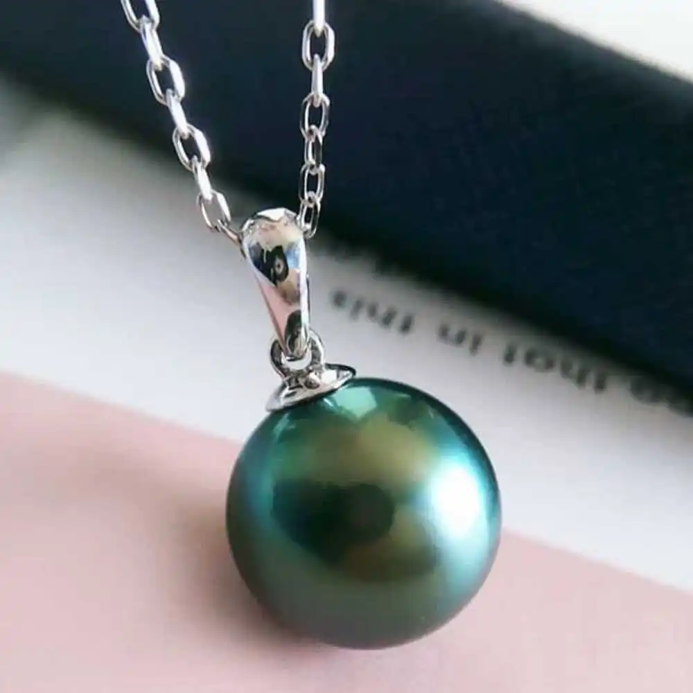 

16mm Shell pearl peacock blue pendant Necklace Inspiration Handmade Thanksgiving Day Calming Taseel Lucky Practice Gift