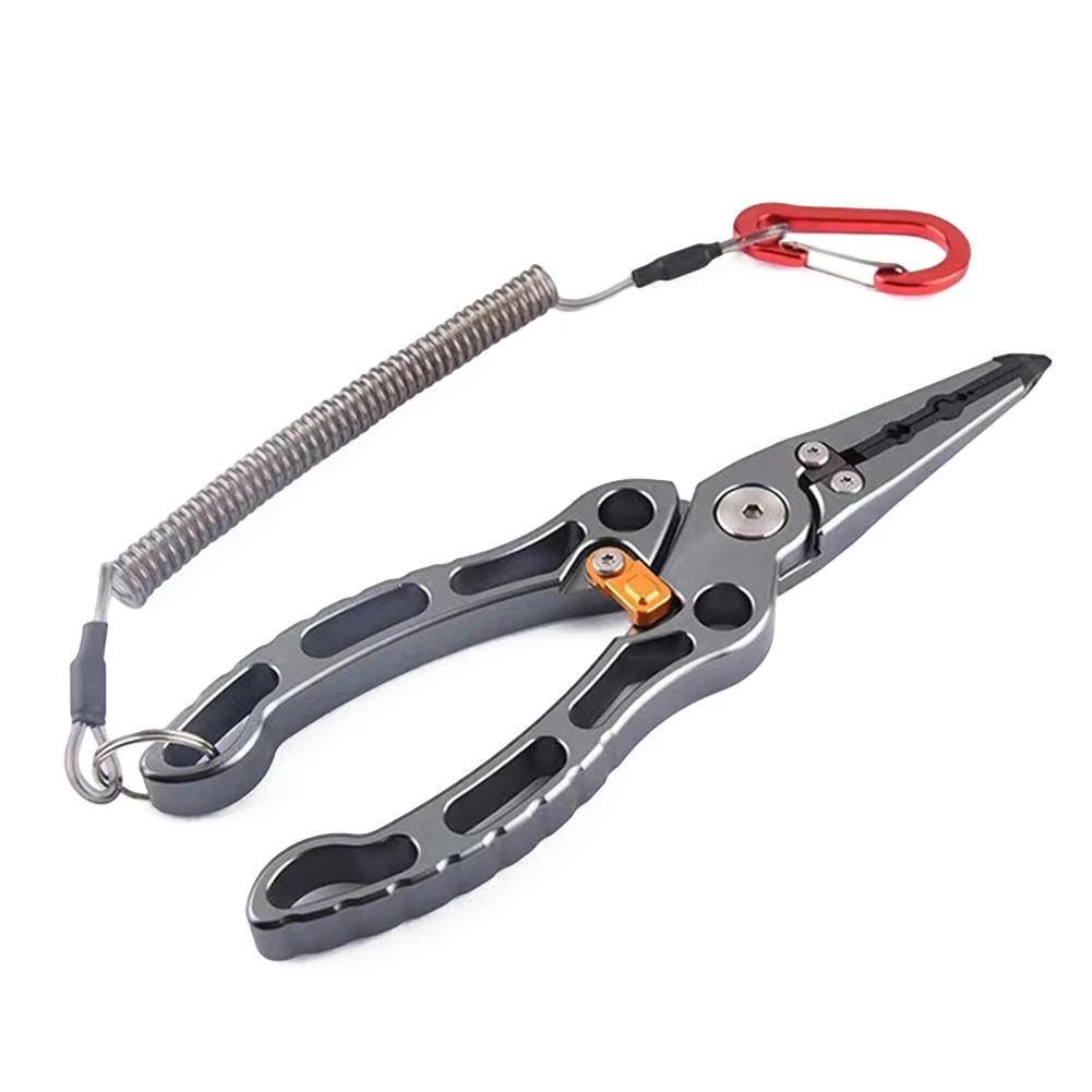 Fishing Pliers Tools With Sheath, Aluminum Alloy Saltwater Fishing Gear  With Coiled Multi-function Fishing Pliers Hook Remover & Braid Line Cutt