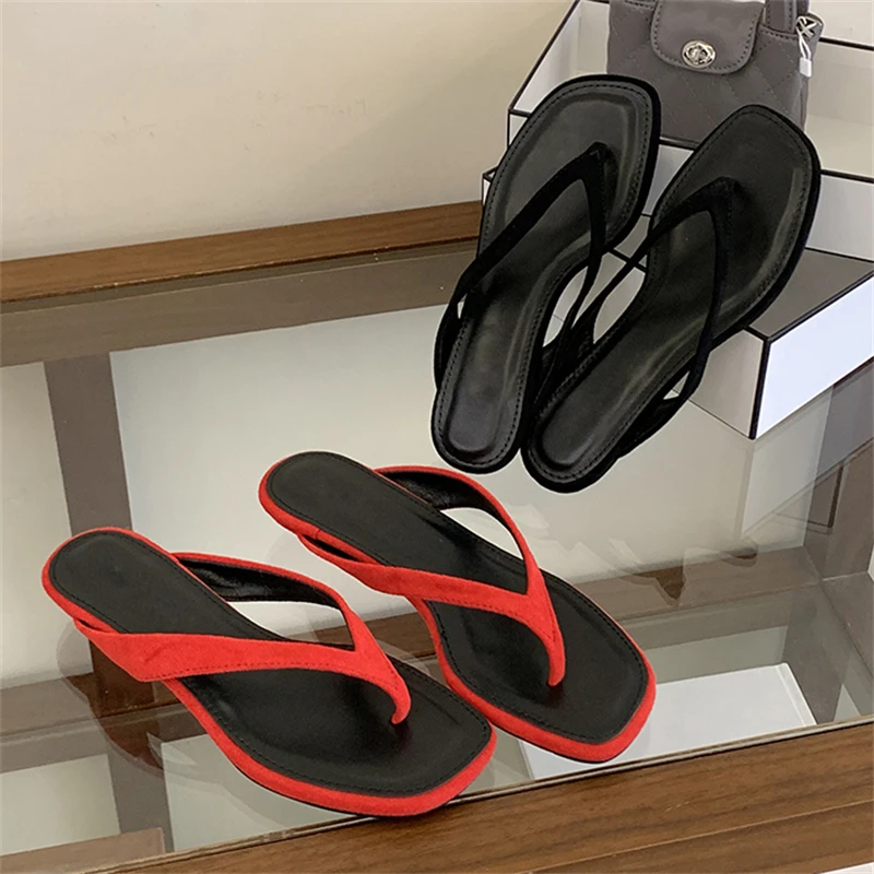 2026 Summer Fashion Shallow Square Clip Toe Slippers Women Low Heels Sandals Elegant Party Flip Flops Female Shoes 4