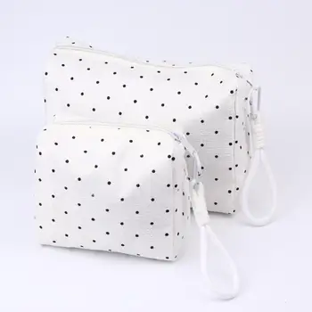 Ins Borsa per cosmetici semplice a pois Borsa per trucco portatile Custodia da viaggio Borsa da toilette di grande capacità con cerniera Regali per ragazze