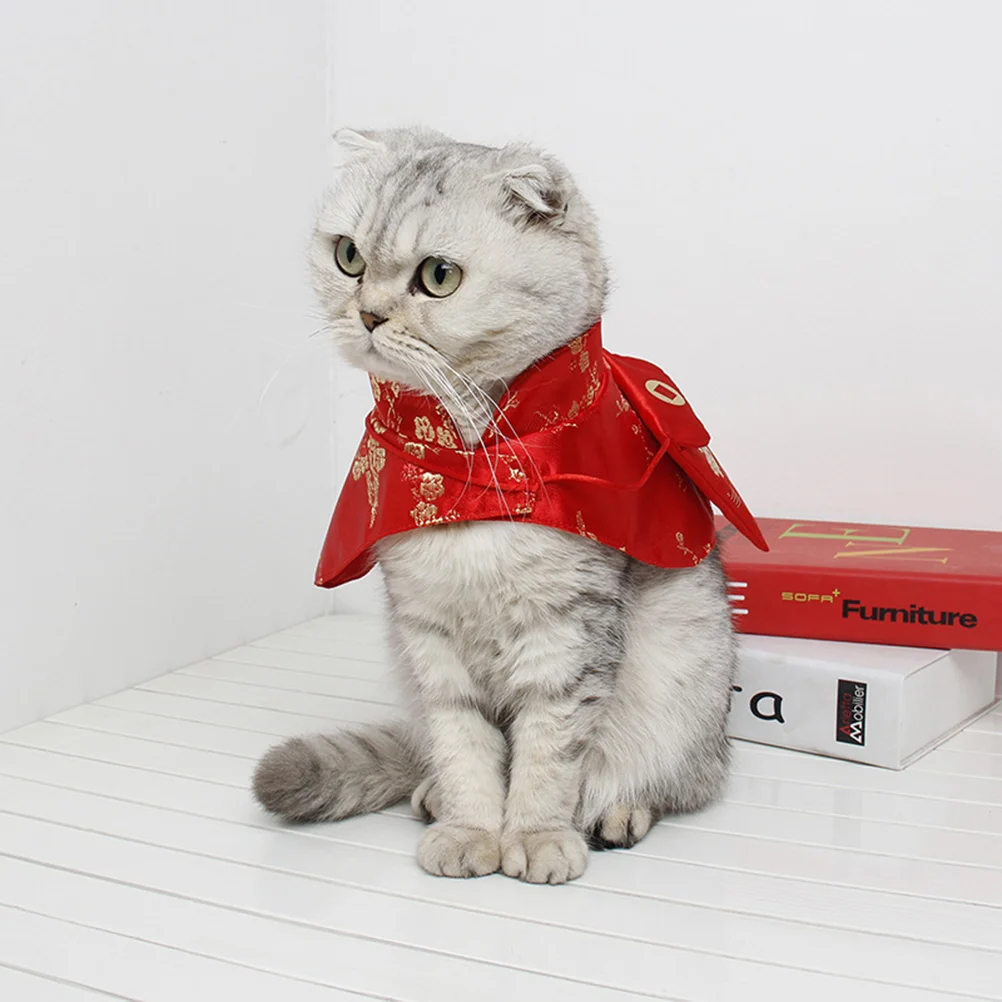 

1Pc New Year Pet Cat Chinese Style Coat Delicate Joyous Small Red Envelope Decorative Cloak Comfortable Pet Clothes (Red Size S)