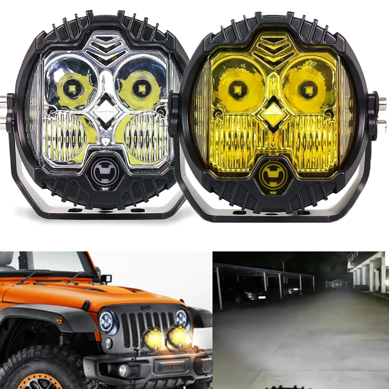 

5 In LED Work Light Amber White Led Fog Driving Combo Lights Bar for Jeep Wrangler ATV UTV SUV Offroad 4x4 Pickup Ford Truck