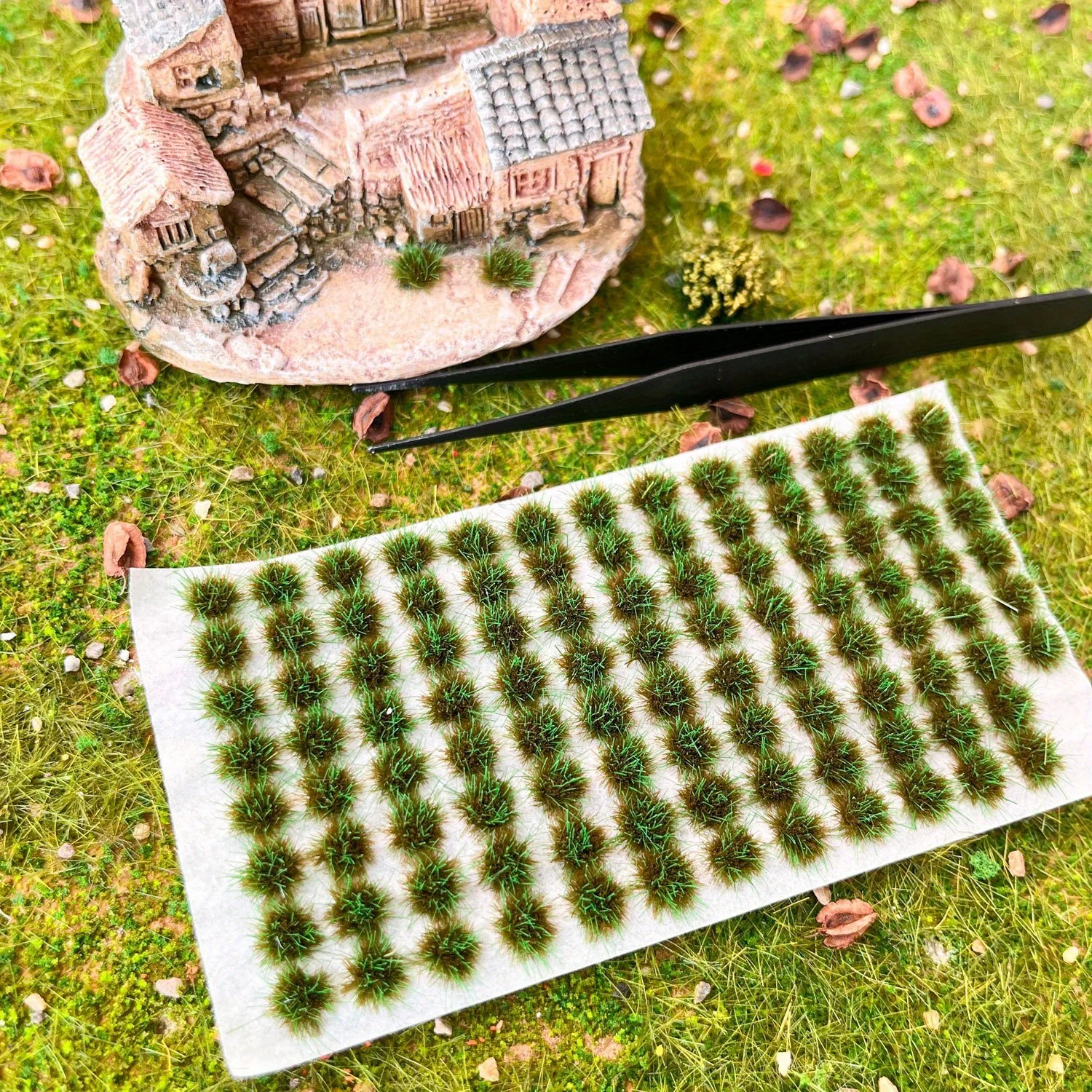 미니어처 정원 장식, 워게임, 잔디 둥지, 공예 장면 장식, DIY 모델링 미니어처 풍경용 9mm 정적 잔디 60개