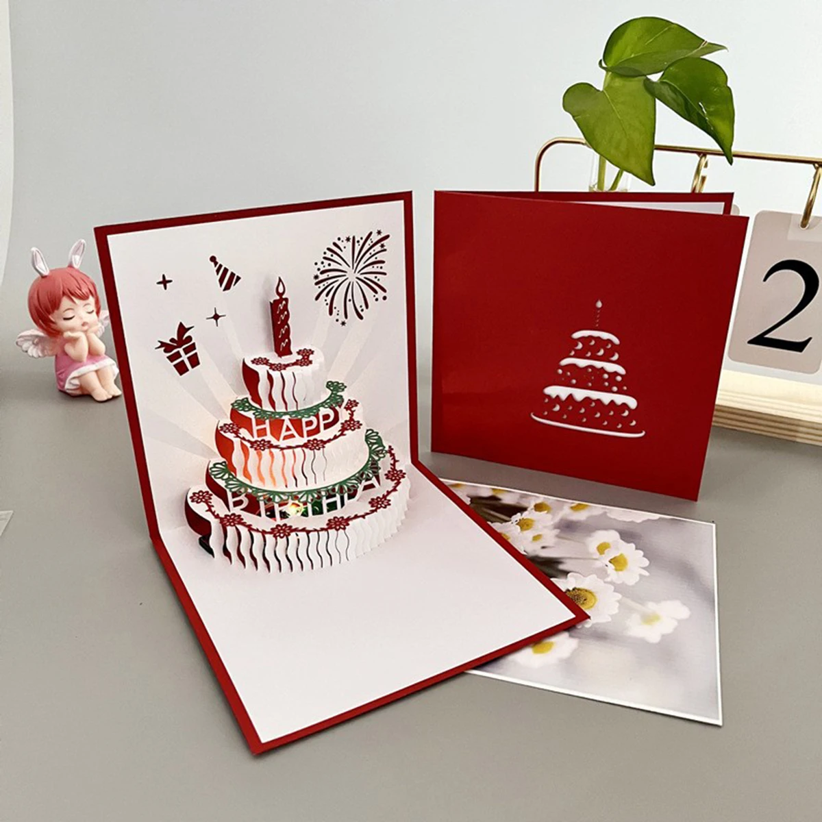 Cake Creative Greeting Card Happy Birthday Party Gift Message Cards Party Gifts 3D Happy Birthday Greeting Card With Music musical greeting cards