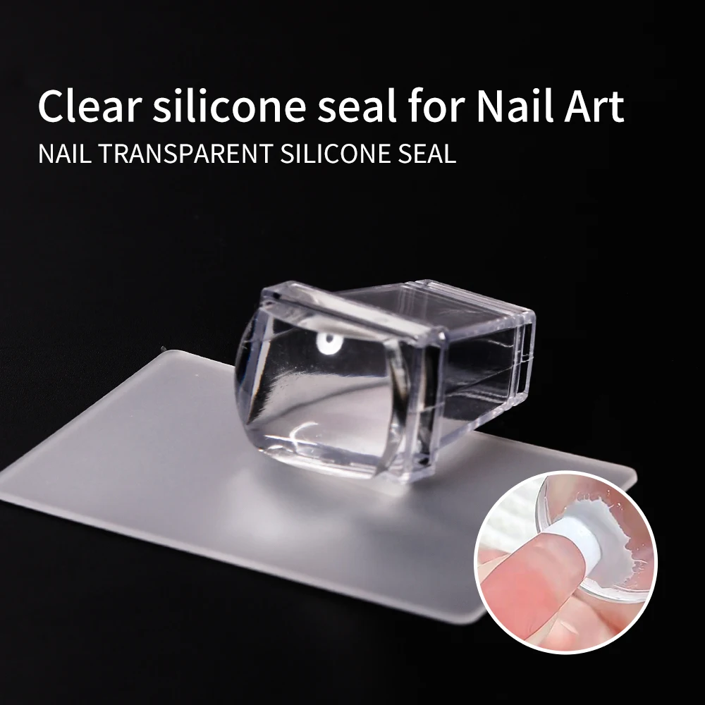 LULAA Clear Jelly Soft Silicone Rectangular Nail Art Stamping Stamper with Scraper Image Plate Manicure Tools DIY Polish Kit