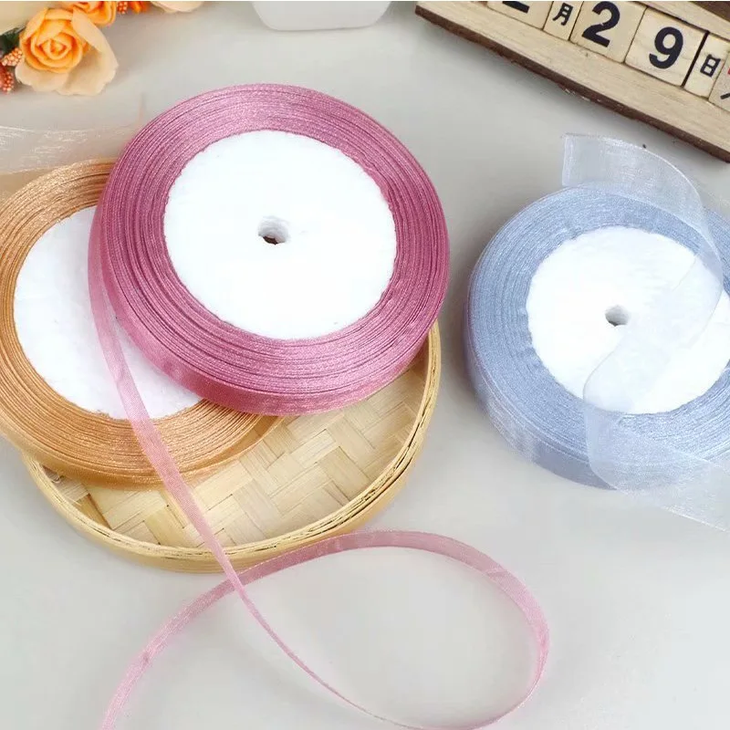 Nastro Intrecciato A Mano, Palla Da 25G, Nastro Largo 1.3Cm. Nastro Di Seta. Nastro In Poliestere Nastro Fiocco In Chiffon Trasparente.