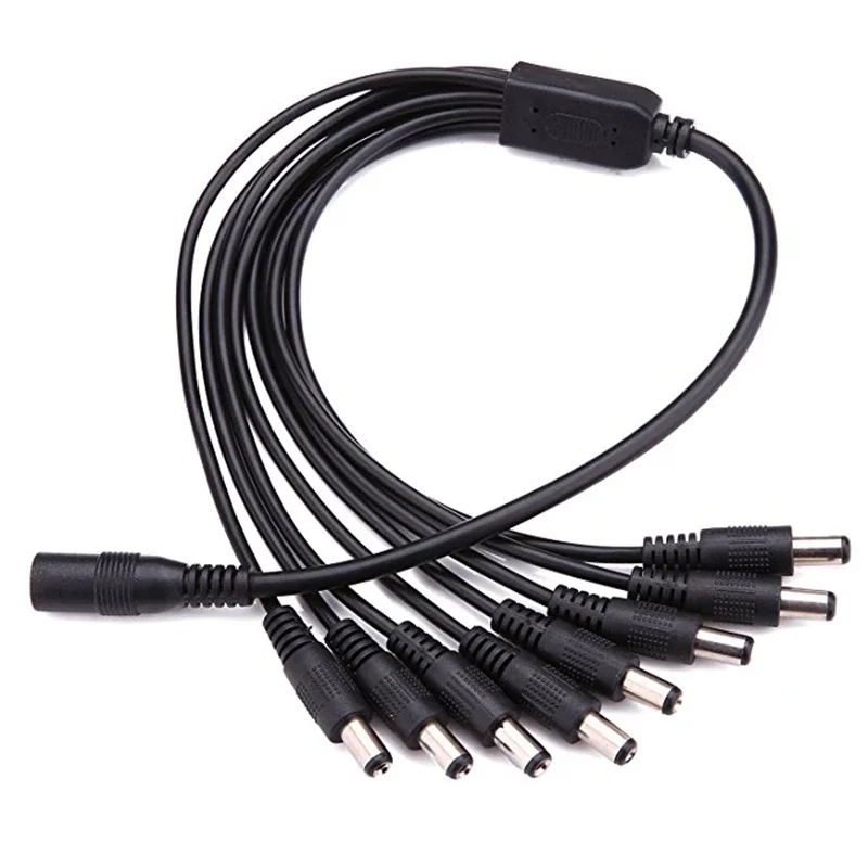 Free shipping 5.5 x 2.1mm 1 Female to 4 8 Male DC Power Splitter Plug Cable Adapter 12V For CCTV security Camera Accessories 4