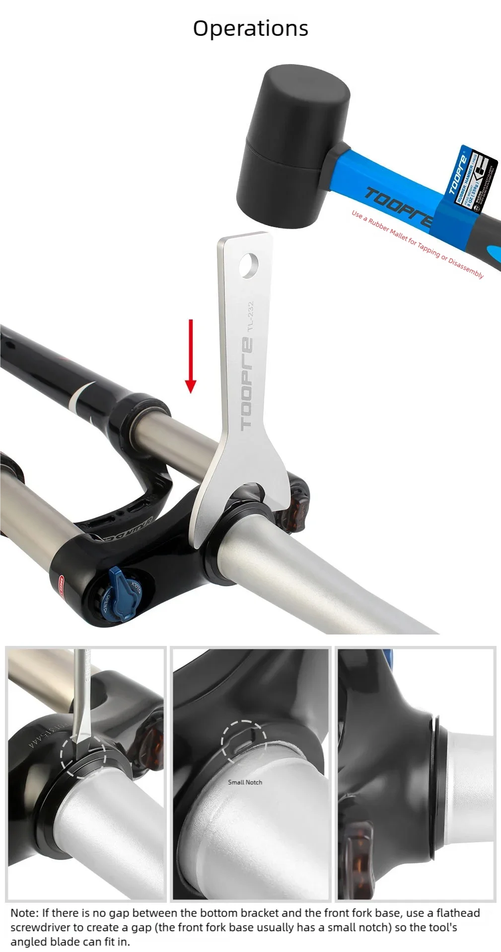 TOOPRE Fahrrad-Vordergabel-Headset-Basis-Entfernungswerkzeug für 1-1/2 Zoll und 1-1/8 Zoll Gabeln, Fahrrad-Headset-Kronenring-Entferner-Schlüssel Zubehör – Detail 7