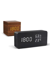  Alarm Clock LED Wooden Watch Table Voice Control Digital Wood Despertador USB/AAA Powered Electronic Desktop Clocks 