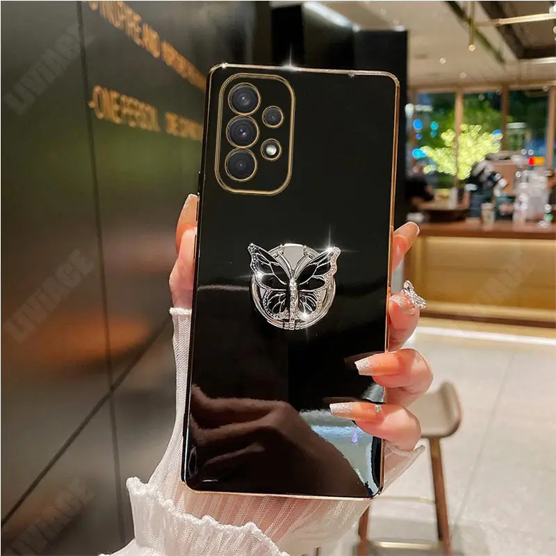 Butterfly Ring Phone Holder Plating Case with Stand Feature