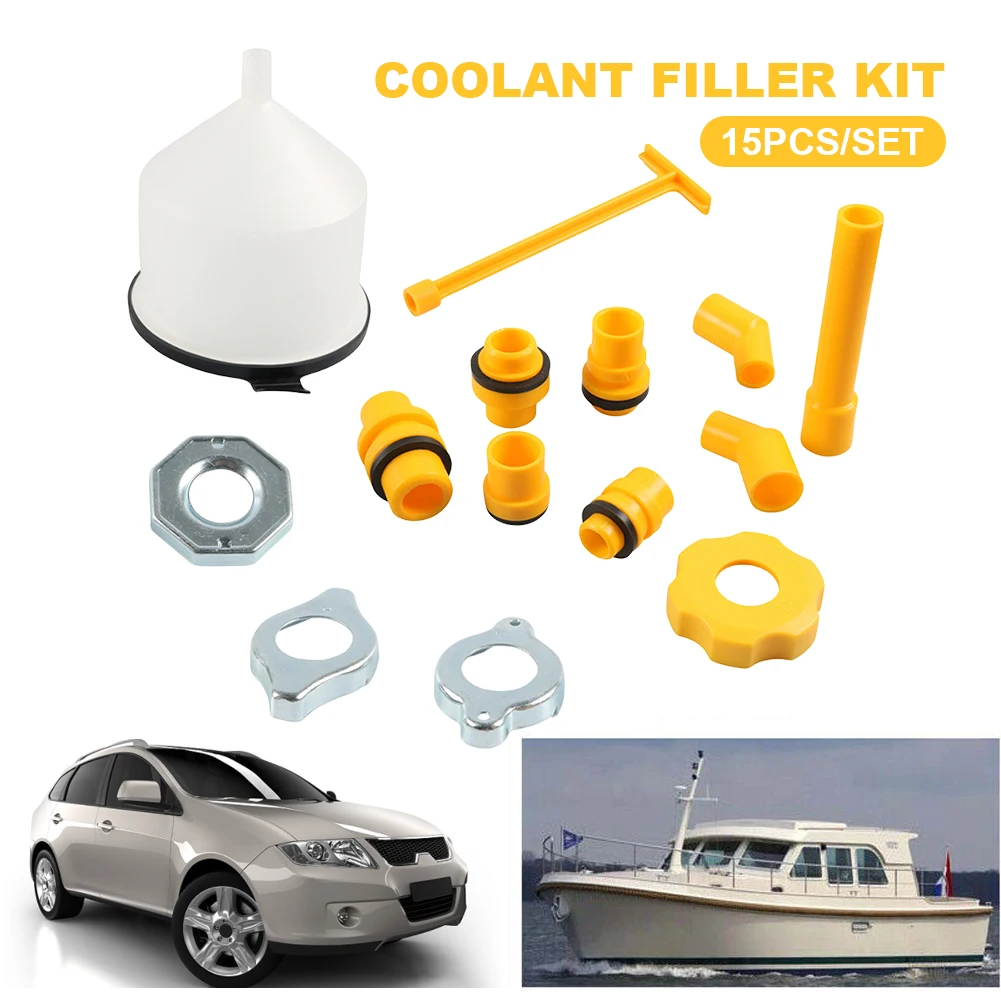 15 Stück Auto-Kühlmittel-Spül-Kit Auslaufs ic heres tragbares Kühlmittel-Füllset  Durchscheinende Kühler-Trichter-Entlüftung für Auto-Yacht-Boote - AliExpress