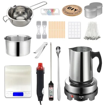 Kit de fabrication de bougies avec Pot verseur et plaque chauffante pour faire soi-même, bougies en cire faites à la main, fournitures artisanales 1