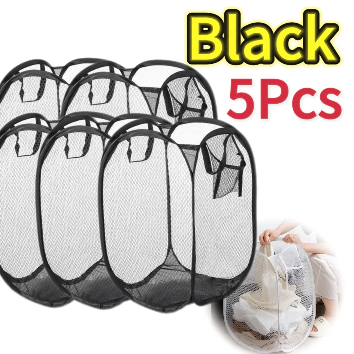 Compact Pop-Up Mesh Laundry Hamper – Breathable & Space-Saving Basket