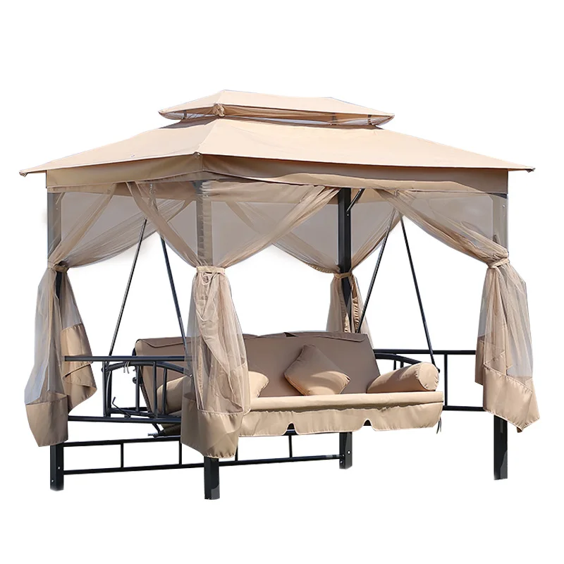 

Hot selling Hanging Chair Garden park Swing Set Outdoor Furniture canopy roof Patio Swing Chair bed with mosquito netting