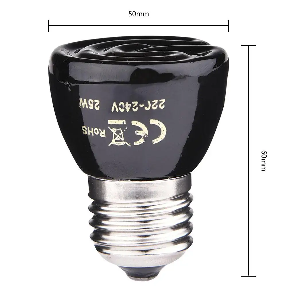 220V-240V Ceramic Pet Heating Lamp Far-Infrared 25W / 50W / 75W 100W Heat Bulb 50x60mm