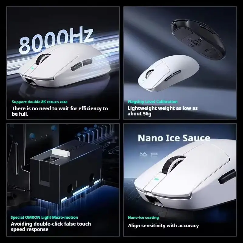 Mchose A7 Ultra Gaming Mouse Tri-Mode 8k 42000dpi Paw3395 2.4GHz