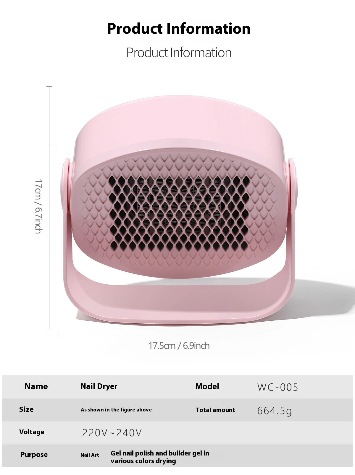 Nail Dryer Machine Quick-Dry Nail Portable Nail Dryer with 180° Rotation Hot-and-Cold Blower for Hand Foot Care - 6
