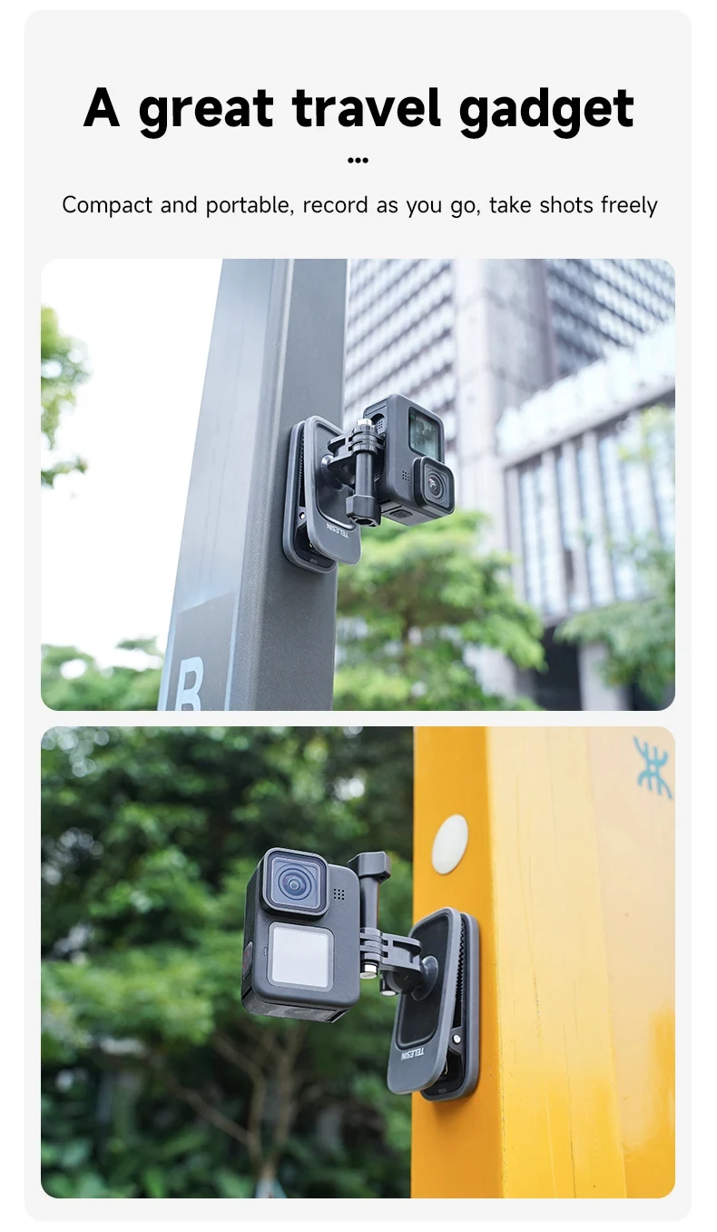 TELESIN 360° Rotation Magnetic Backpack Clip Clamp Mount for Hero 12 11 10 9 8