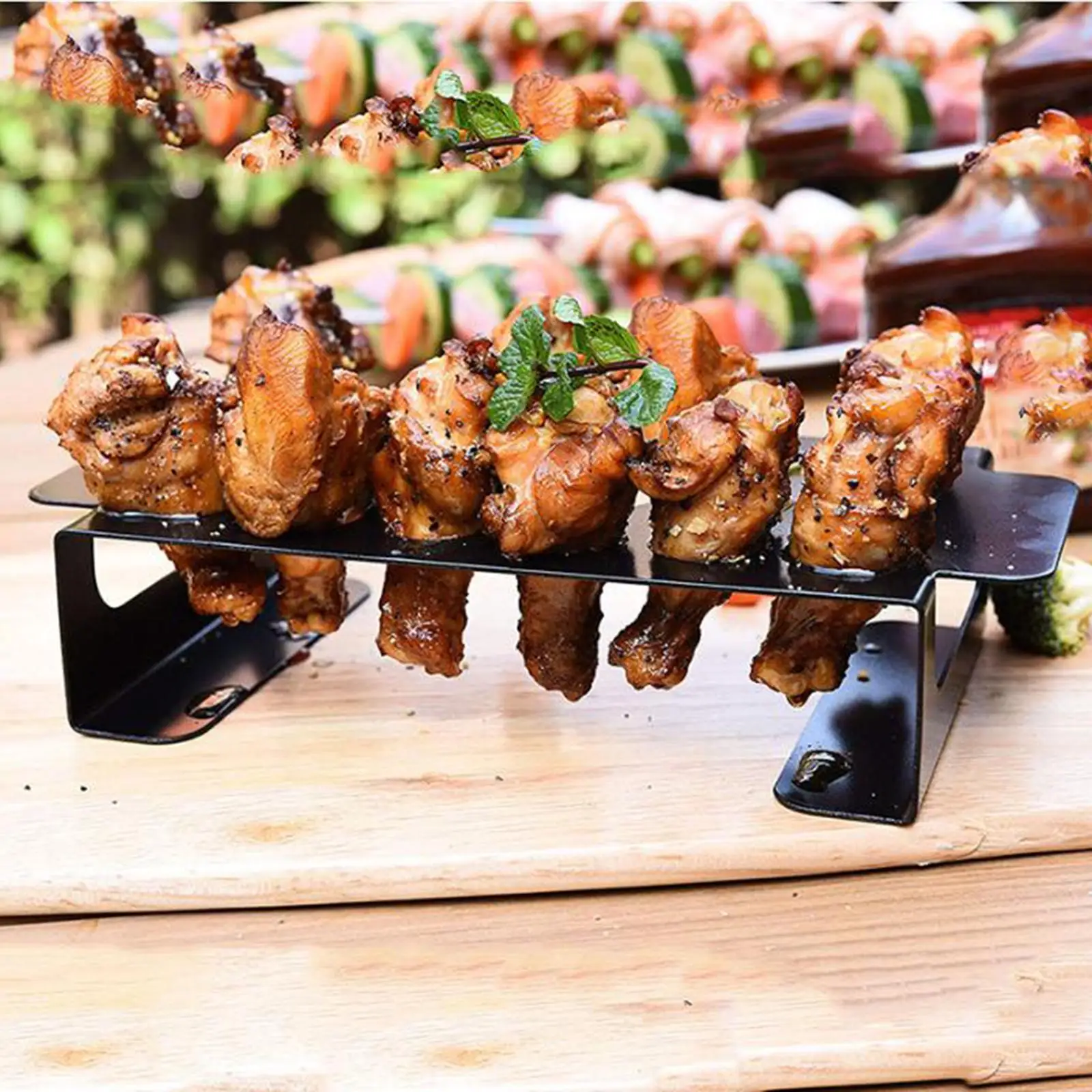 Jalapeno Grill Rack with Handles Drumstick Chicken Legs Roaster 18 Holes Chili Roasting Rack BBQ Accessories Sea Food