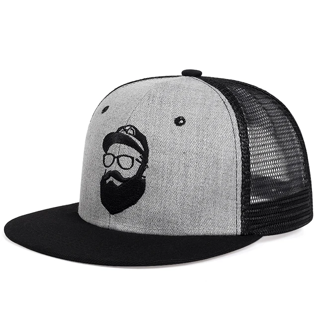  - New beard old man embroidery baseball cap Fashion summer Mesh caps casual snapback Hat adjustable hip hop Hats gorras