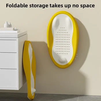 Foldable Baby Bath Seat - Non-Slip PP Shower Net Support, Ergonomic Backrest Design, Easy-Clean Christmas Gift for Toddlers 1