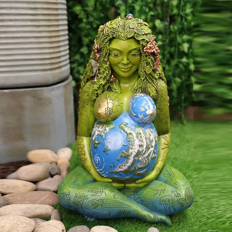 Nordic Earth Mother Gia Sculpture Resin Crafts Outdoor Garden Garden Statue of Gaia Goddess Home Office Desktop Decoration Gift