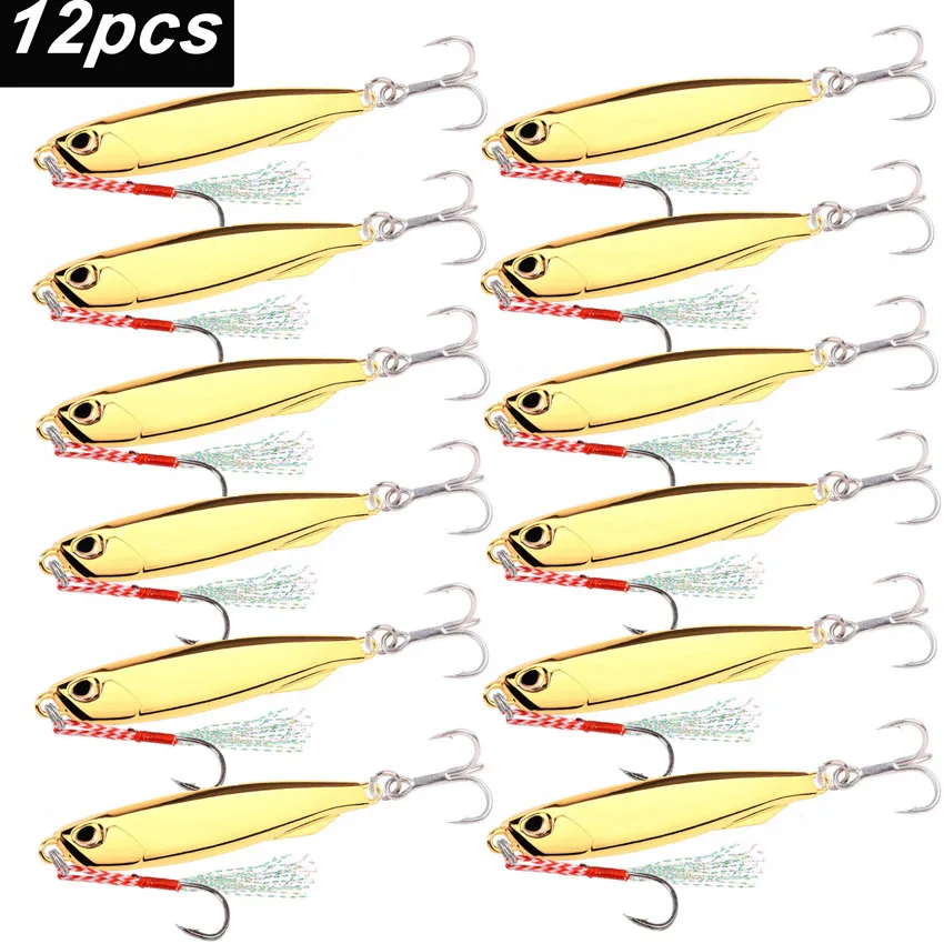 Pack De 10 Leurres De Pêche Type Jig Métal Lent, 10g à 60g, Pour Truite Et Bar En Eau Salée