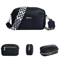Elegant Solid Color Large Capacity Multifunctional Crossbody Bag (BLACK)