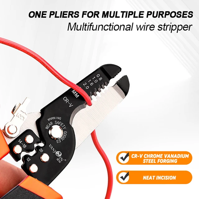175mm Stripping Crimping Pliers Wire Stripper Multi Functional Ring Crimpper Electrician Peeling Network Cable Stripper Tools 5