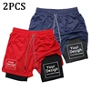 New Custom Compression Shorts Men Gym Athletic Pants Your Logo Fitness Personalized Double Layer Quick Dry 2 In 1 Sports Shorts 6