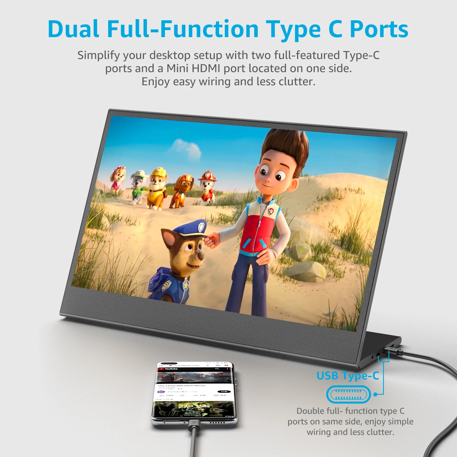 Dopesplay ޴ , 15.6 ġ 1080P FHD USB-C Ʈ ܺ  ° ȭ HDMI  IPS ǻ ÷, Ps4 Ps5