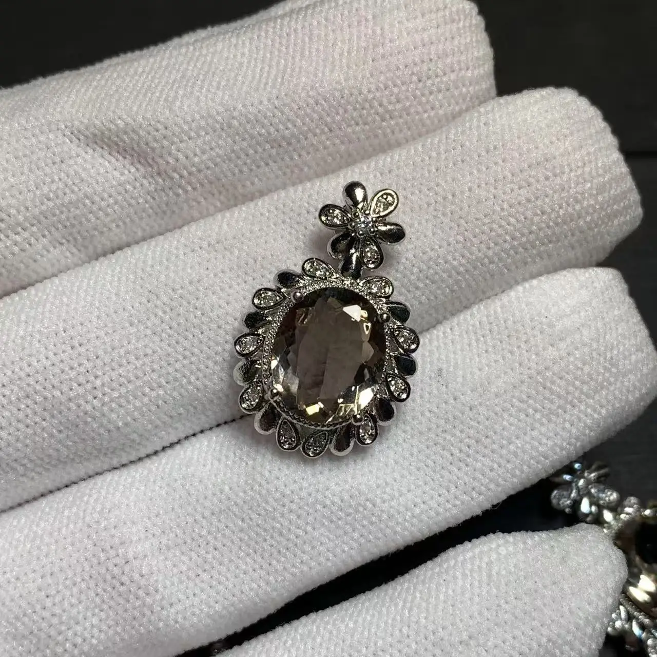 OVAL Natural Smoky Quartz Pendant Necklace Fine Jewelry Handmade Stones Wholesale Healing Energy Gift Lucky Jewelry