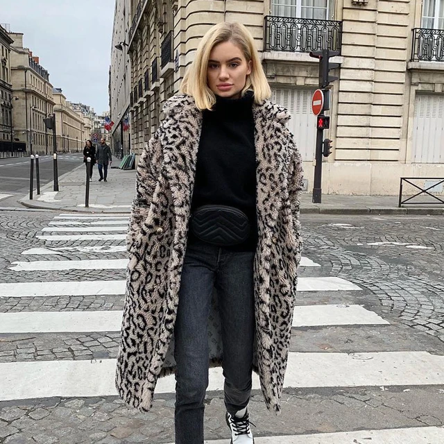 Oversized Leopard Long Teddy Bear Jacket Coat Women 2022 Winter Ladies Overcoat Chunky Outerwear Plus Size Faux Lamb Fur Jackets - Fur & Fur - AliExpress