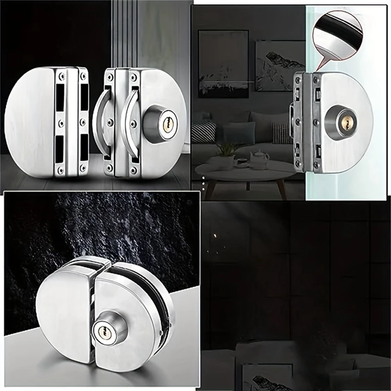 Glass Display Cabinet/Showcase Locks Kit Stainless Steel Double Door No Need Drilling Easy To Install Home Tool Kit With 2 Keys