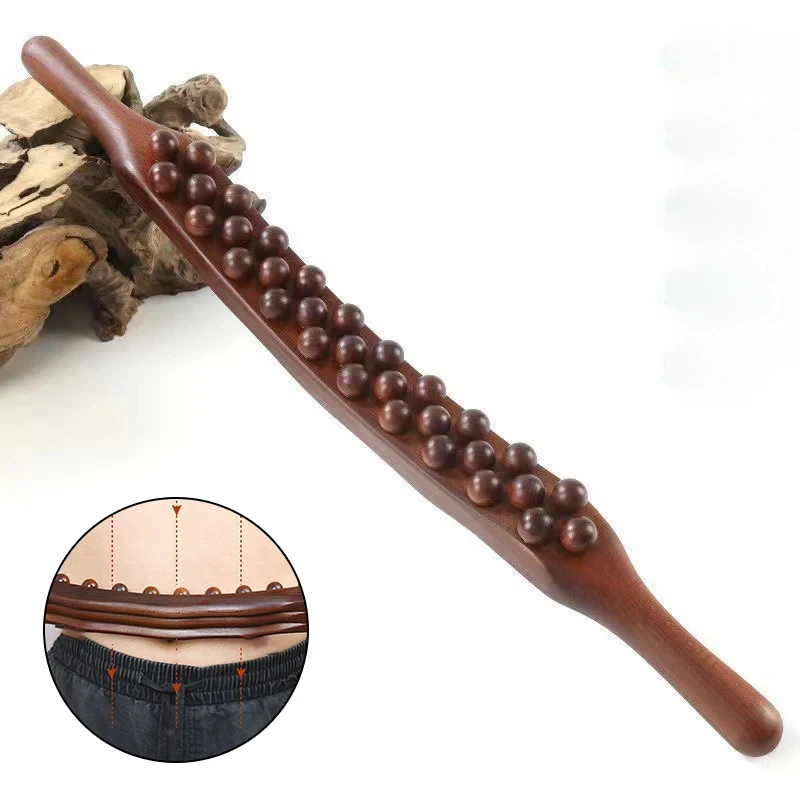 37 Beads Universal Back Massage Tendons Scraping Stick Point Treatment Gua Sha Relax Therapy Tool Abdominal Massager(Plastic)