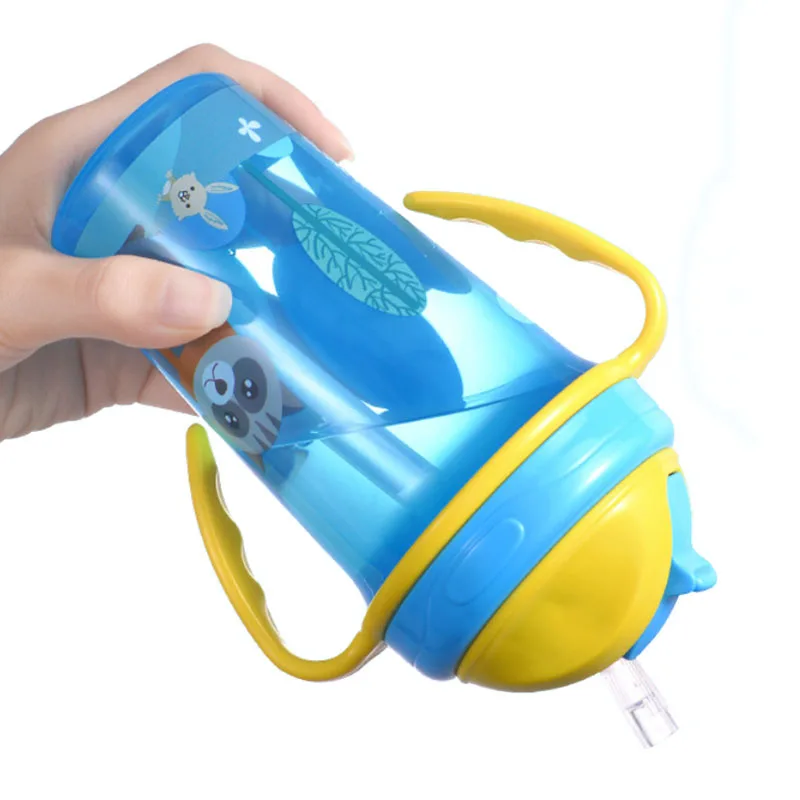 Cute Baby Feeding Cup with Straw BPA Free Portable Feeding Bottle Leak Proof with Handle Kids Training Baby Sippy Copos drinking cup drinking water bottle