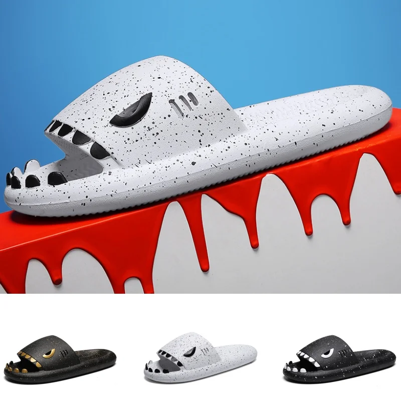 

Full Sky Star Bucktooth Shark Women's Slippers Men's Home Anti slip Couple Children's Bathroom Flat Shoes Outdoor Sandals