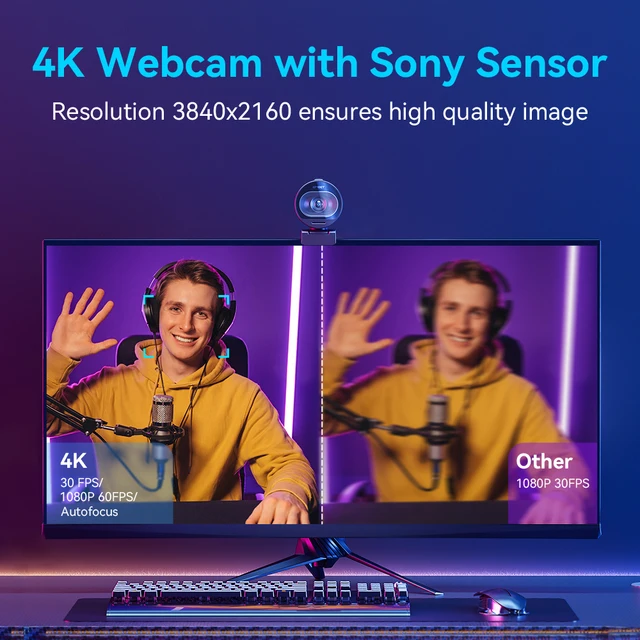 Webcam 4K Streaming Camera 1080P 60FPS