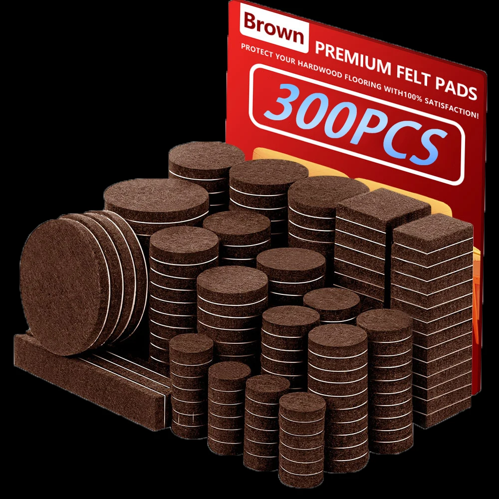 Premium Felt Chair Leg Pads - Value Pack of 300 Self-Adhesive Protectors
