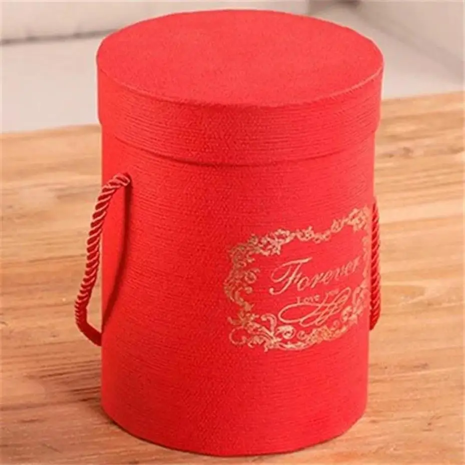 1 Pcs New Round Flower Paper Boxes Florist Flower Bucket Gift Packaging Box Gift Candy Bar Party Wedding Gift Storage Boxes