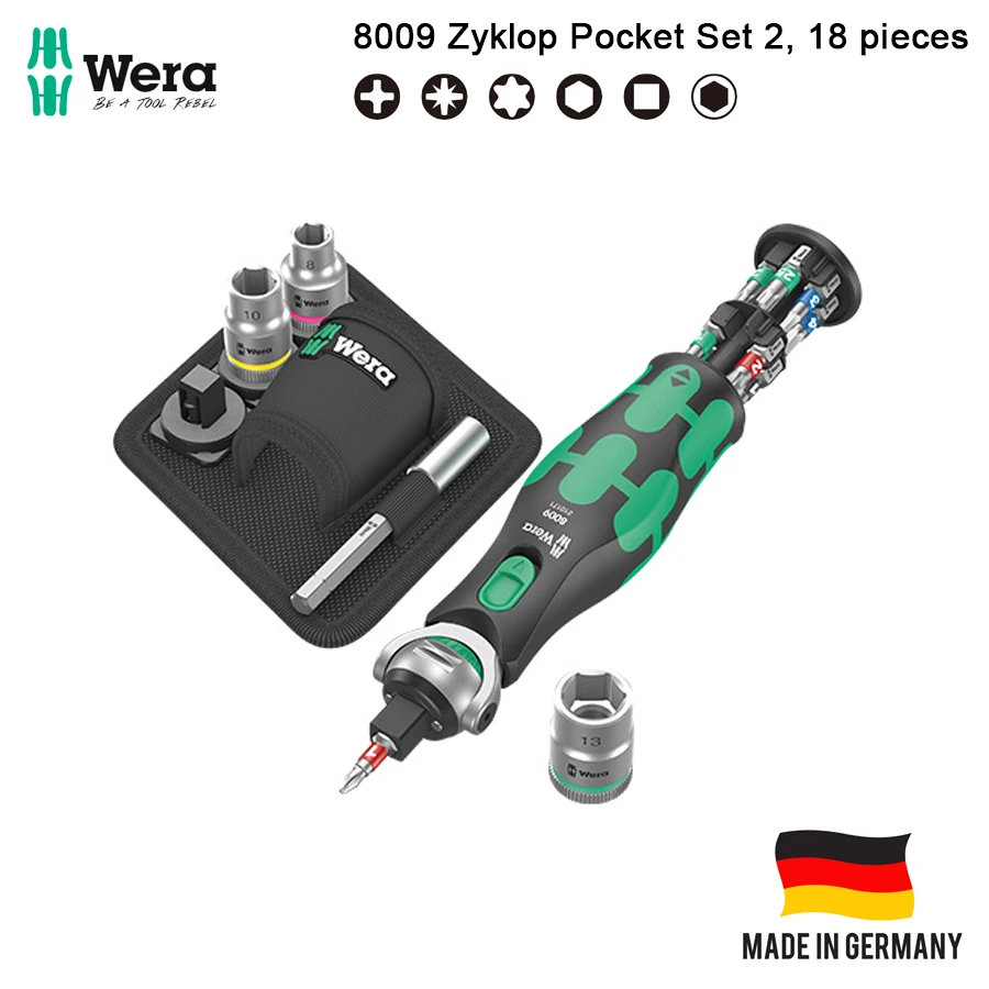 WERA8009Zyklop18in1RatchetScrewdriverSetWithFreelyPivoting
