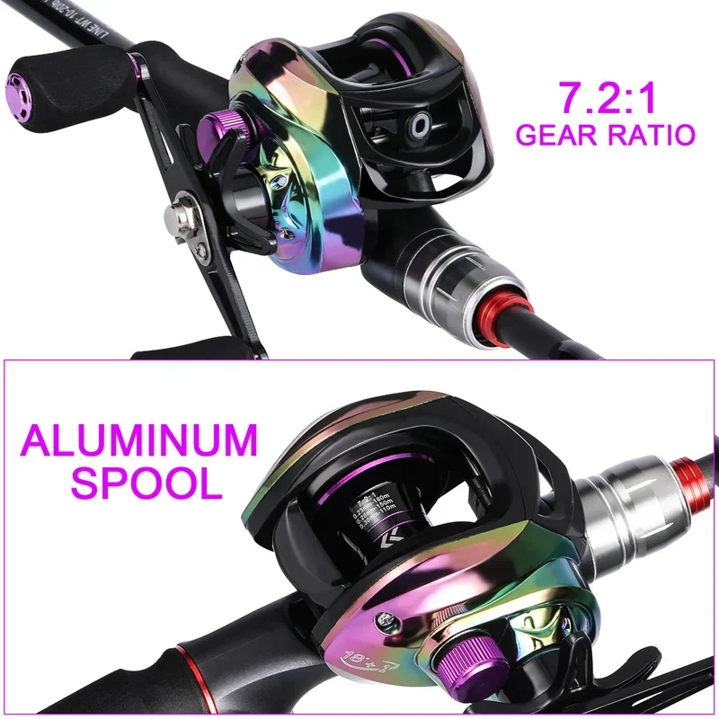 Sougayilang Fishing Rod Reel Combo 1.8M-2.1M Lure Fishing Rod and 7.2:1  High Speed Baitcasting Reel Set Fishing Tackle Pesca Rod Reel 1.8M and Left  hand