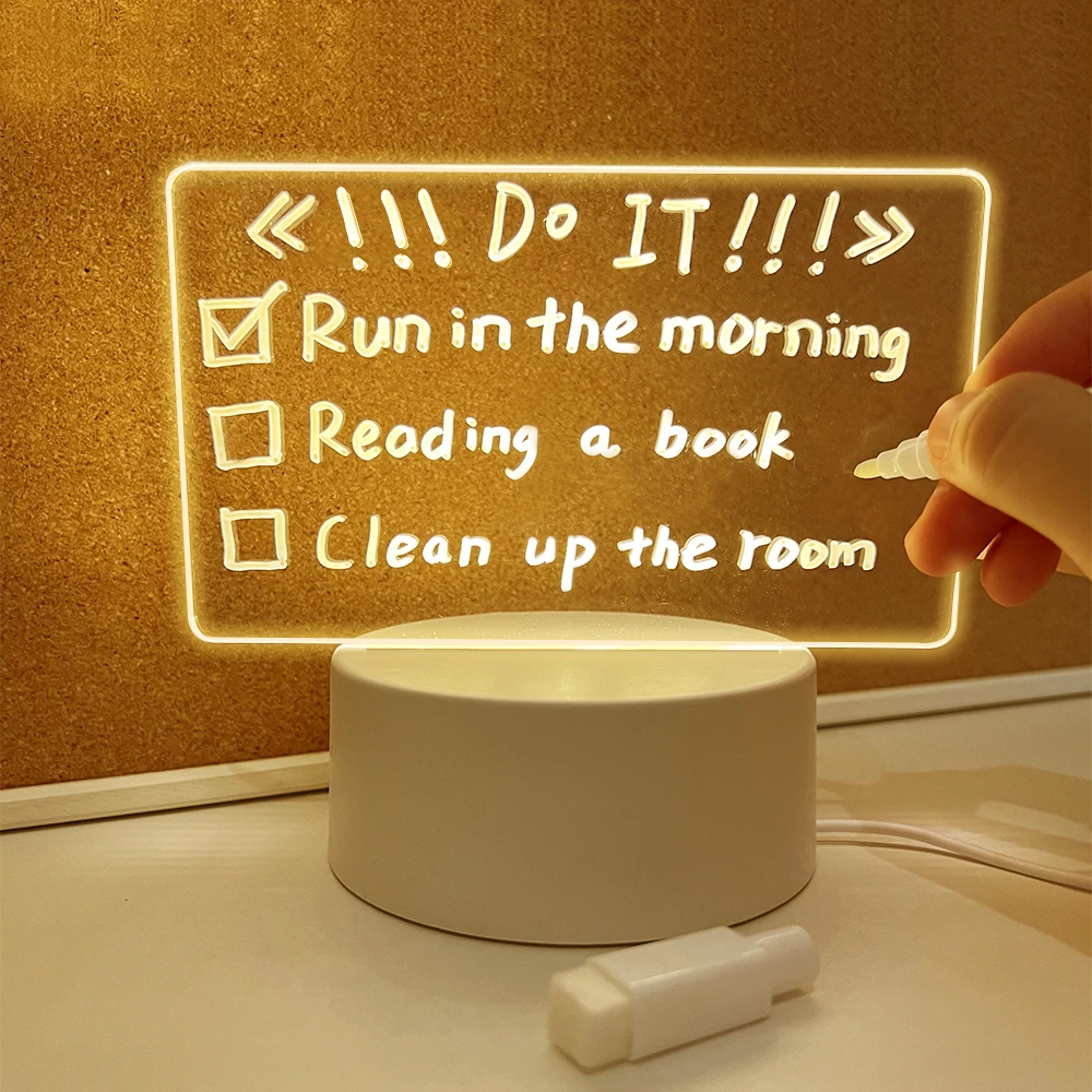 Creative Note Board Led Night Light Rewritable Message Board With Pen