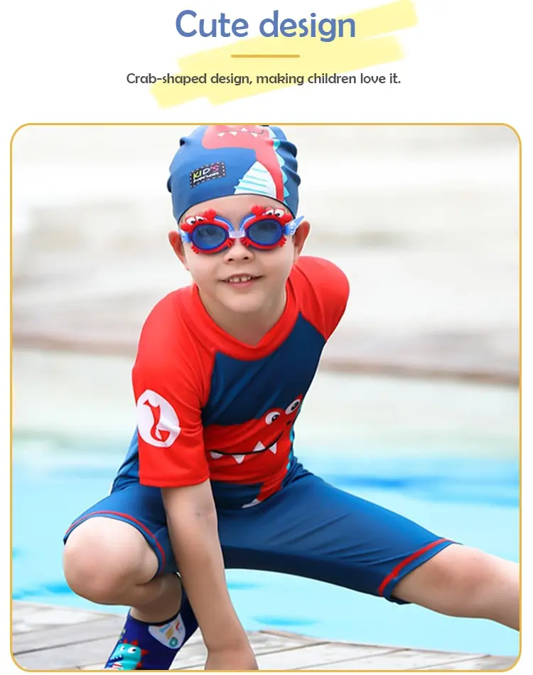 Red Crab Shape Children's Diving Glasses Children Swimming Goggles Waterproof Anti Fog Adjustable Glasses