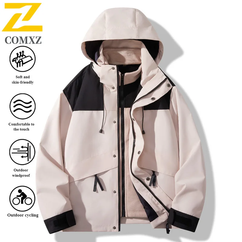 EiAO Jacket Couple's 3-in-1 Winter Thermal Fleece Liner Waterproof Windproof Expedition Parka for Camping Fishing Snow Trekking