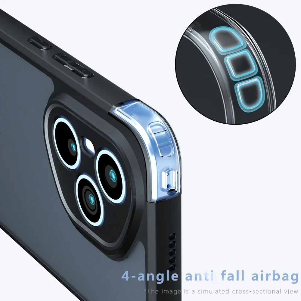 Enhanced Drop-Proof Frosted Soft Edge Case - Semi-Transparent Shockproof Cover